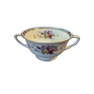 H & C Heinrich Vintage Bouillon Cup Senta Pattern Broth Double Handle Floral